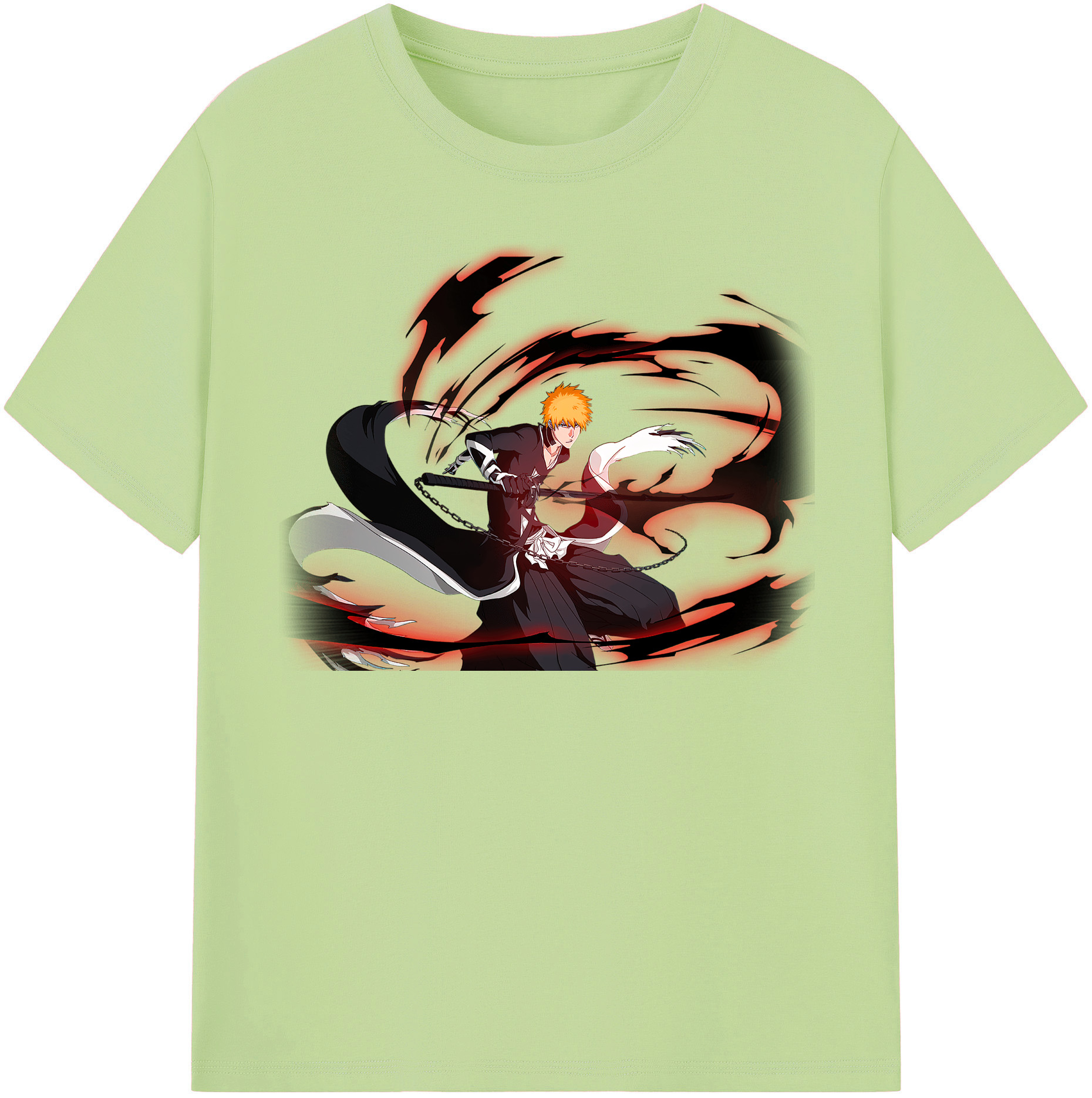 （画像用） ブリーチ 黒崎一護（くろさき いちご）BLEACH Kurosaki Ichigo 綿100％半袖Tシャツ（フロントプリント）